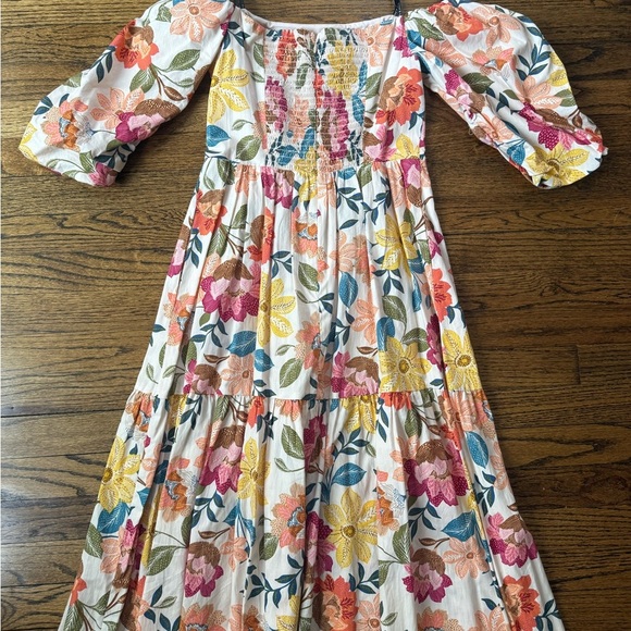 Euc- Vince Camuto Floral Off the Shoulder Stretch Cotton Midi Dress- size 2 - Picture 7 of 9
